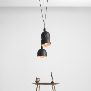 LUSTRA BERYL RING, CU 3 BRATE, 130 CM, NEAGRA, DIN METAL, STIL MODERN - Img 2