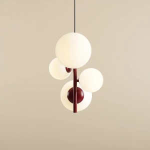 LUSTRA BLOOM, 4 BRATE, 120 CM, ROSIE, DIN STICLA SI METAL, STIL MODERN