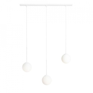 LUSTRA BOSSO, 3 BRATE, 120 CM, ALBA, DIN STICLA SI METAL, STIL MODERN