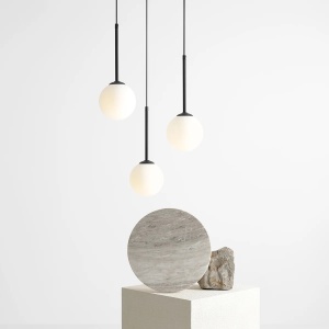 LUSTRA BOSSO, 3 BRATE, 200 CM, NEAGRA, DIN STICLA SI METAL, STIL MODERN - Img 3