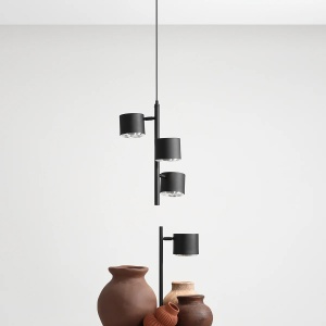 LUSTRA BOT, 3 BRATE, 120 CM, NEAGRA, DIN METAL, STIL MODERN - Img 2