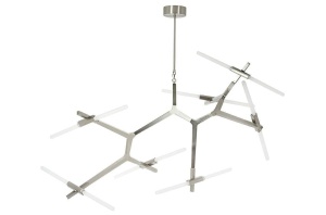 LUSTRA CANDELABR PREMIUM 14, DIN ALUMINIU SI STICLA, ARGINTIE, STIL MODERN, B2