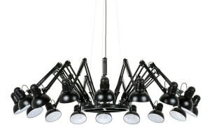 LUSTRA DESIGN INDUSTRIAL RAGNO 16 BRATE,NEAGRA, DIN ALUMINIU,B2