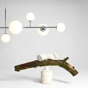 LUSTRA DIONE, 6 BRATE, 110 CM, CROM, DIN STICLA SI METAL, STIL MODERN - Img 4