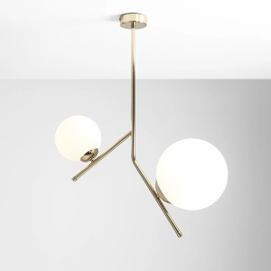 LUSTRA GALLIA, 2 BRATE, 65 CM, AURIE, DIN STICLA SI METAL, STIL MODERN