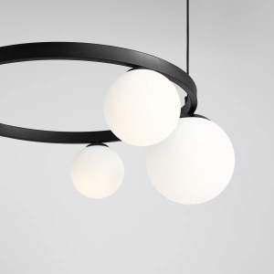 LUSTRA GARDA, 4 BRATE, 120 CM, ALB/NEGRU, DIN STICLA SI METAL, STIL MODERN - Img 2