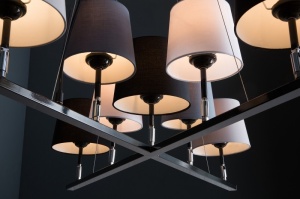 LUSTRA LEVELS II CU 9 BECURI SI ABAJURURI IN GRI/ALB/NEGRU 38822 DESIGN MODERN - Img 4
