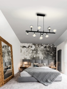 LUSTRA/PLAFONIERA ALTAIS, CU TELECOMANDA, 92 CM, NEGRU MAT/CROM/OPAL, DIN METAL SI STICLA, STIL MODERN