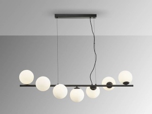 LUSTRA/PLAFONIERA INOA, 120 CM, NEGRU MAT/OPAL, DIN METAL SI STICLA, STIL MODERN - Img 3
