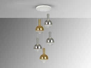 LUSTRA/PLAFONIERA MATICES, 55 CM, ALB MAT/AURIU/FUMURIU, DIN METAL SI STICLA, STIL MODERN - Img 3