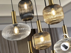 LUSTRA/PLAFONIERA NORMA, CU TELECOMANDA, 80CM, MULTICOLORA, DIN METAL SI STICLA, STIL MODERN - Img 3