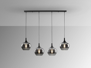 LUSTRA/PLAFONIERA OPAZ, 109CM, NEGRU MAT/FUMURIU, DIN METAL SI STICLA, STIL MODERN - Img 3