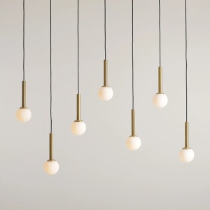 LUSTRA RIU, 7 BRATE, 200 CM, NEGRU/AURIU/ALB, DIN STICLA SI METAL, STIL MODERN - Img 2