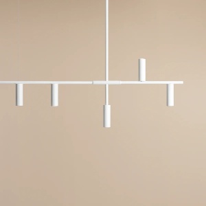 LUSTRA TREVO, 6 BRATE, 86 CM, ALBA, DIN METAL, STIL MODERN - Img 3