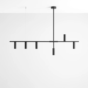 LUSTRA TREVO, 6 BRATE, 86 CM, NEAGRA, DIN METAL, STIL MODERN