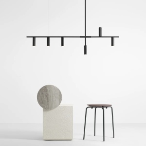 LUSTRA TREVO, 6 BRATE, 86 CM, NEAGRA, DIN METAL, STIL MODERN - Img 4