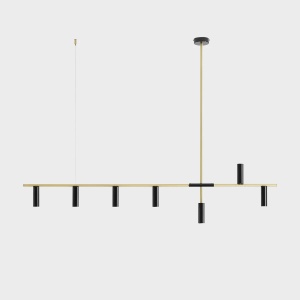 LUSTRA TREVO, 7 BRATE, 86 CM, AURIU/NEGRU, DIN METAL, STIL MODERN