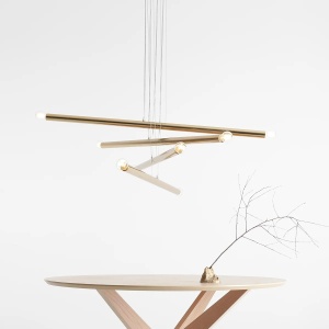 LUSTRA TUBO 8, 4 BRATE, 105 CM, AURIE, DIN METAL, STIL MODERN - Img 3
