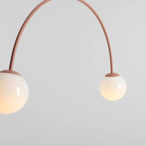 LUSTRA UNA, 2 BRATE, 250 CM, CORAL, DIN STICLA SI METAL, STIL MODERN - Img 2