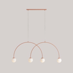 LUSTRA UNA L, 4 BRATE, 250 CM, CORAL, DIN STICLA SI METAL, STIL MODERN