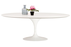 MASA ALBA, DIN MDF SI PICIOR METAL, TULIP ELLIPSE 200CM, STIL MODERN