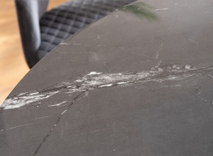 MASA DINING CYRYL II, 100 CM, EFECT DE MARMURA NEAGRA/NEGRU/AURIU, DIN MDF, STICLA SECURIZATA SI METAL, STIL MODERN - Img 4