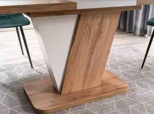 MASA DINING EXTENSIBILA CROCUS, 120/160 CM, STEJAR WOTAN/ALB MAT, DIN PAL LAMINAT, STIL MODERN - Img 4
