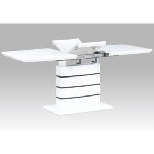 MASA DINING EXTENSIBILA MEDAN, ALB STRALUCITOR/NEGRU, STIL MODERN, TK - Img 5