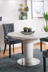 MASA DINING EXTENSIBILA ORBIT CERAMIC WHITE, EFECT DE MARMURA ALB/ALB MAT, DIN MDF, CERAMICA, METAL, STIL MODERN, SIGNAL - Img 2