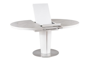 MASA DINING EXTENSIBILA ORBIT CERAMIC WHITE, EFECT DE MARMURA ALB/ALB MAT, DIN MDF, CERAMICA, METAL, STIL MODERN, SIGNAL - Img 7