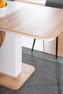 MASA DINING EXTENSIBILA SYRIUSZ, 120/160 CM, STEJAR WOTAN/ALB MAT, DIN PAL LAMINAT, STIL MODERN - Img 4