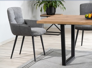 MASA DINING EXTENSIBILA VITO, 140/180 CM, STEJAR ARTISAN/NEGRU, BLAT DIN MDF, FURNIR SI PICIOARE DIN METAL, STIL MODERN - Img 4