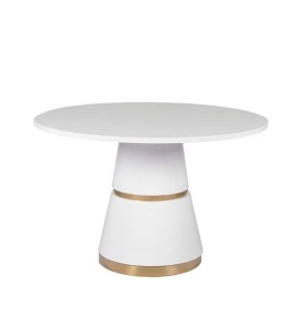 MASA DINING MENTONA, ALB/AURIU, 120 CM, BLAT DIN MDF SI PICIOR DIN METAL, STIL MODERN, ATR