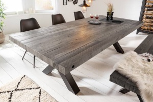 MASA DINING, THOR 240CM, COD 40443, METAL SI LEMN PIN GRI, DESIGN INDUSTRIAL - Img 2