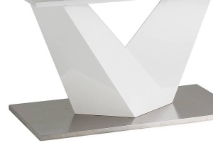 MASA EXTENSIBILA ALARAS II, NEGRU/ALB/CROM, 120/180 CM, DIN STICLA SECURIZATA, MDF SI METAL, STIL MODERN - Img 6