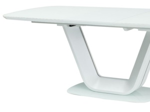 MASA EXTENSIBILA ARMANI, ALB MAT, 160/220 CM, DIN STICLA SECURIZATA, MDF SI METAL, STIL MODERN - Img 2