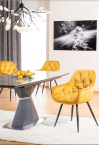 MASA EXTENSIBILA CORTEZ, 160/210 CM, EFECT DE MARMURA GRI/ANTRACIT/CROM, DIN CERAMICA, MDF SI METAL, STIL MODERN - Img 3
