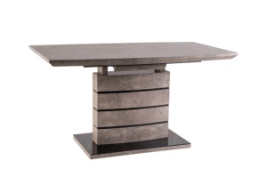 MASA EXTENSIBILA LEONARDO, 140/180 CM, EFECT DE BETON GRI/NEGRU, DIN MDF SI STICLA SECURIZATA, STIL MODERN - Img 8