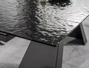MASA EXTENSIBILA SALVADORE, 160/240 CM, EFECT DE STICLA TOPITA/NEGRU MAT, DIN STICLA SECURIZATA SI METAL, STIL MODERN - Img 3