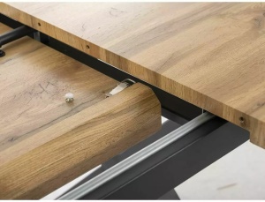 MASA EXTENSIBILA XAVIERO II, 160/240 CM, STEJAR ARTISAN/NEGRU, BLAT DIN MDF SI PICIOARE DIN METAL, STIL MODERN - Img 8