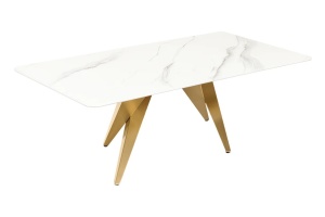 MASUTA DE CAFEA, ART LIVING 130CM, BLAT CERAMIC EFECT DE MARMURA ALBA SI PICIOARE METAL, ARTIM GROUP SELECTION