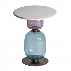 MASUTA DE CAFEA AUXILIAR REF. 29834, DIN METAL, STICLA SI PIATRA, STIL MODERN, VIC - Img 2