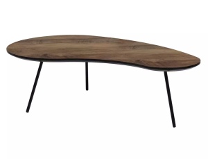 MASUTA DE CAFEA ENVO A, 122 CM, NUC/NEGRU, BLAT DIN MDF, FURNIR NATURAL SI CADRU DIN METAL, STIL MODERN - Img 2