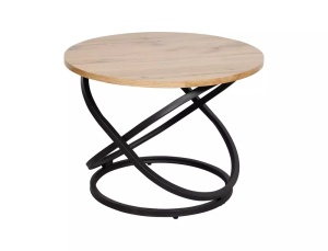 MASUTA DE CAFEA EOS D, 60 CM, STEJAR ARTISAN/NEGRU, BLAT DIN MDF, FURNIR NATURAL SI CADRU DIN METAL, STIL MODERN - Img 3