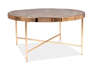 MASUTA DE CAFEA FORTUNA B, ASPECT DE MARMURA/AURIU, STICLA SECURIZATA SI METAL, STIL MODERN, SIGNAL - Img 3