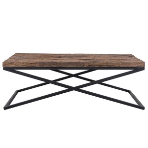 MASUTA DE CAFEA KENSINGTON, NEGRU/NATURAL, DIN LEMN MASIV SI METAL, STIL INDUSTRIAL, B2 - Img 2