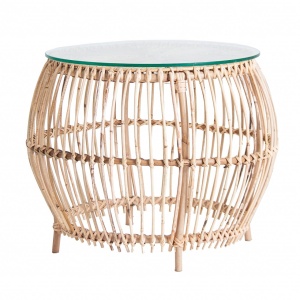 MASUTA DE CAFEA LAYNA REF. 27654, DIN RATTAN SI STICLA, STIL VINTAGE, VIC