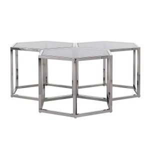 MASUTA DE CAFEA PENTA ARGINTIE, DIN METAL SI STICLA, STIL MODERN, B2