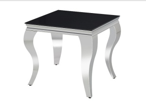 MASUTA DE CAFEA PRINCE B, 55 CM, NEGRU/CROM, BLAT DIN STICLA SECURIZATA SI CADRU DIN METAL, STIL MODERN