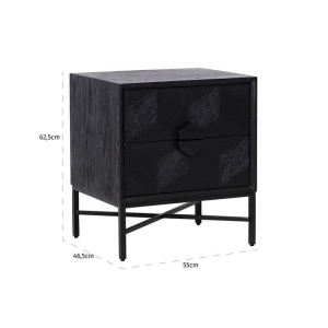 NOPTIERA BLAX, NEAGRA, DIN FURNIR DE STEJAR SI METAL, STIL MODERN, B2 - Img 8